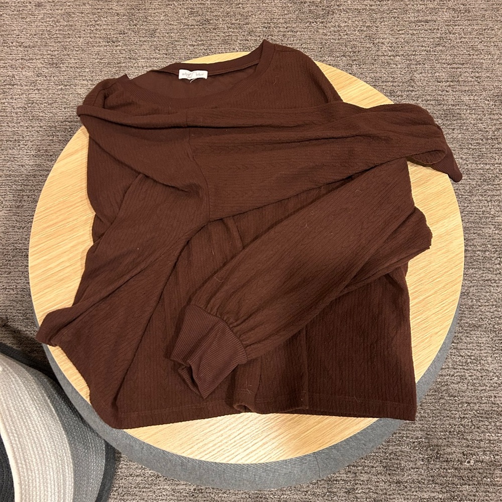 Adyson Parker Brown Light Sweater with Ribbed Cuffs